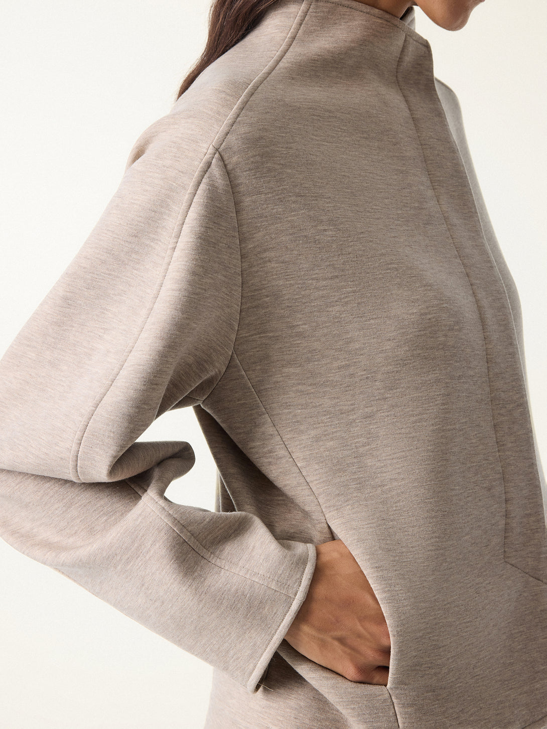 Minimalist Stand Collar Cropped Jacket with Pockets