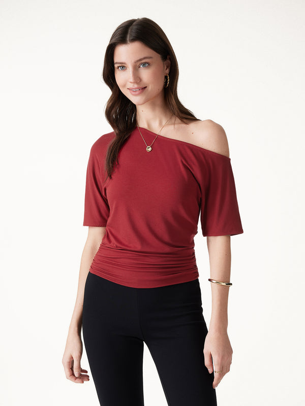 OGLmove CoolTouch Relaxed Short Sleeve Ruched Top