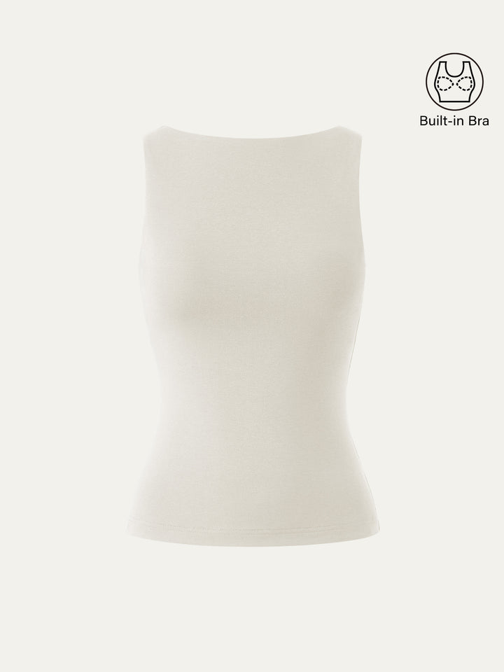 Boatneck New Airy Brami Tank Milk Cream XS