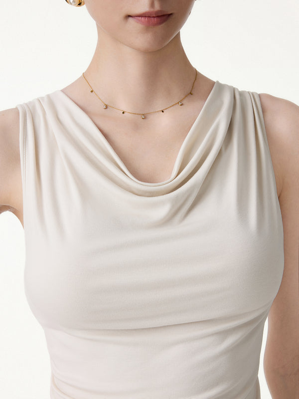 OGLmove Cowl Neck Asymmetrical Sleeveless Bra Top