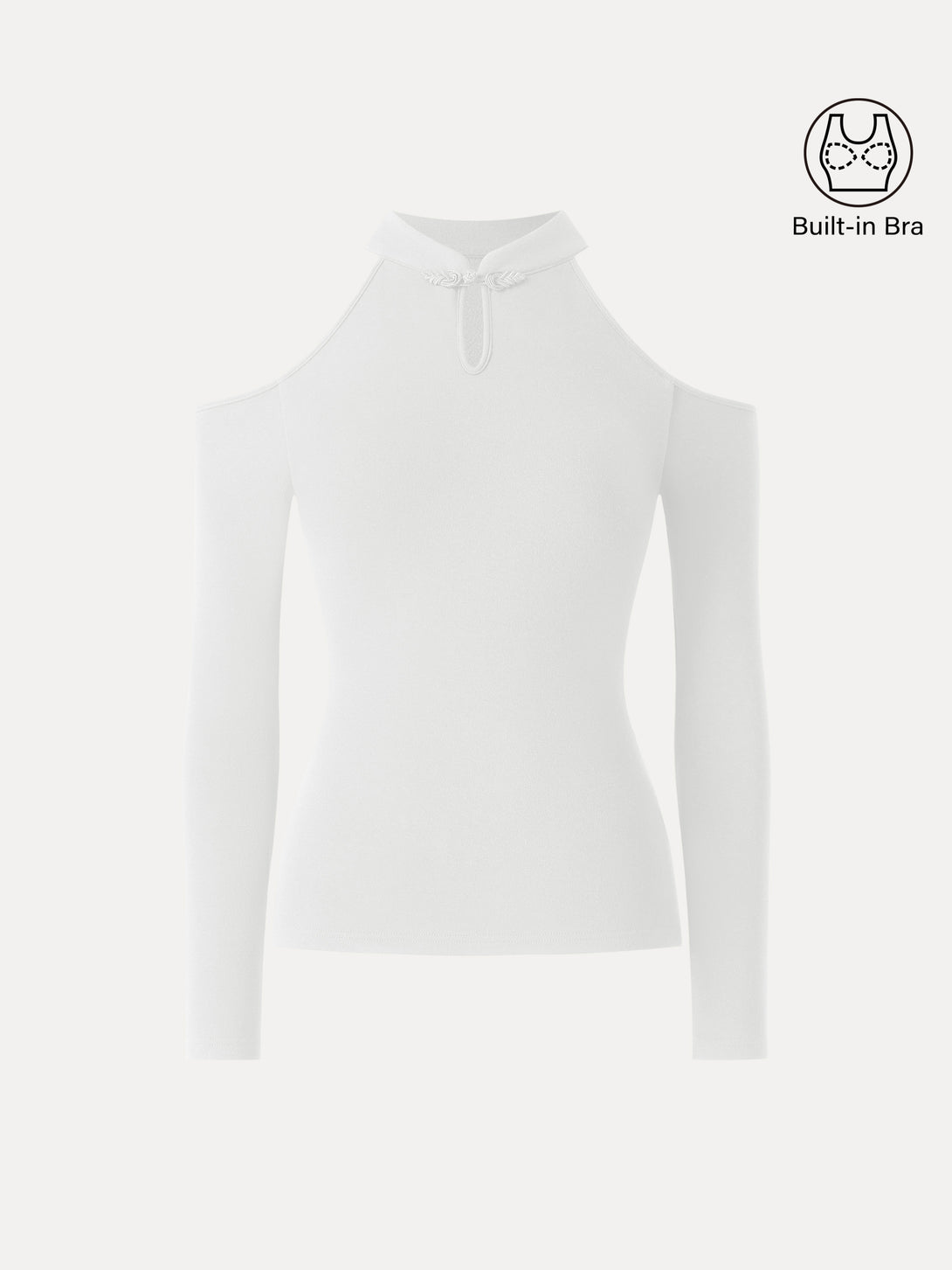 Cutout Shoulder Mandarin Collar Going-out Brami Off White XS