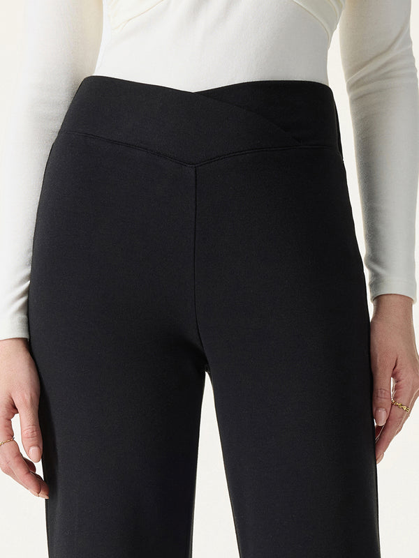 Cozy Warm V-Waistband Flared Leg Pull-On Pants