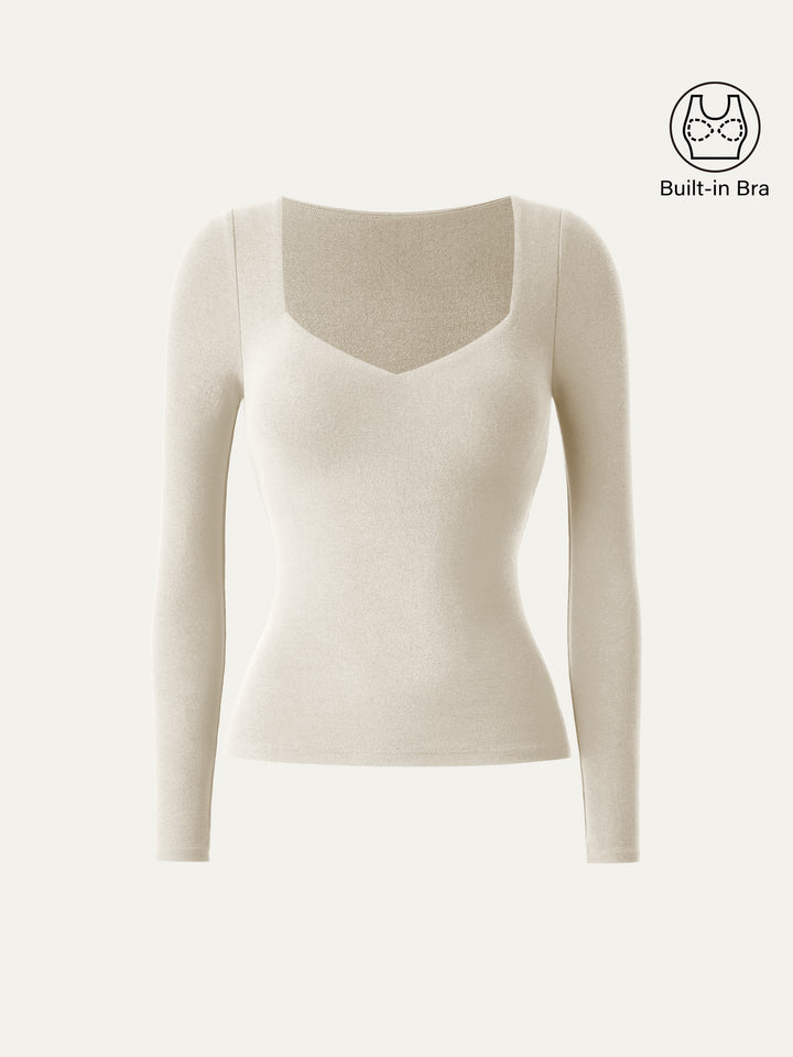 beige sweetheart neck top