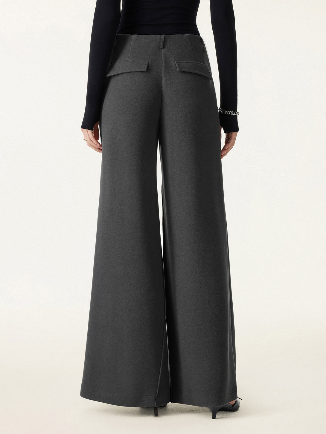Tummy-Control Mid Rise Ultra-Wide Leg Pants with Pockets