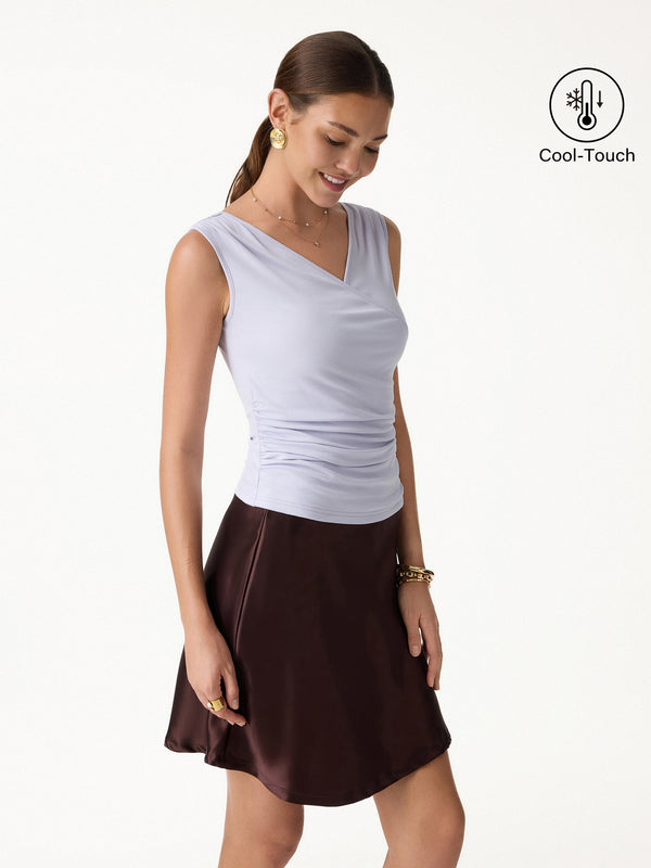 OGLmove CoolTouch Surplice Neck Gathered Waist Top Powder Lilac XS