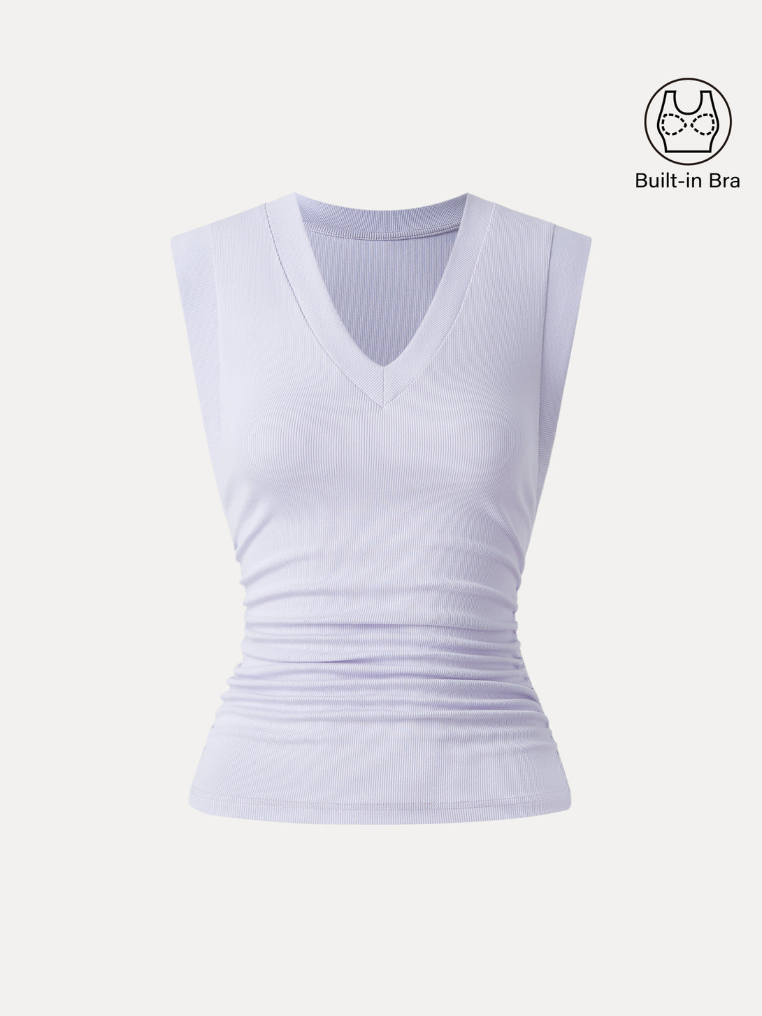 Stretch Cotton V-neck Side Ruched Muscle Brami Top