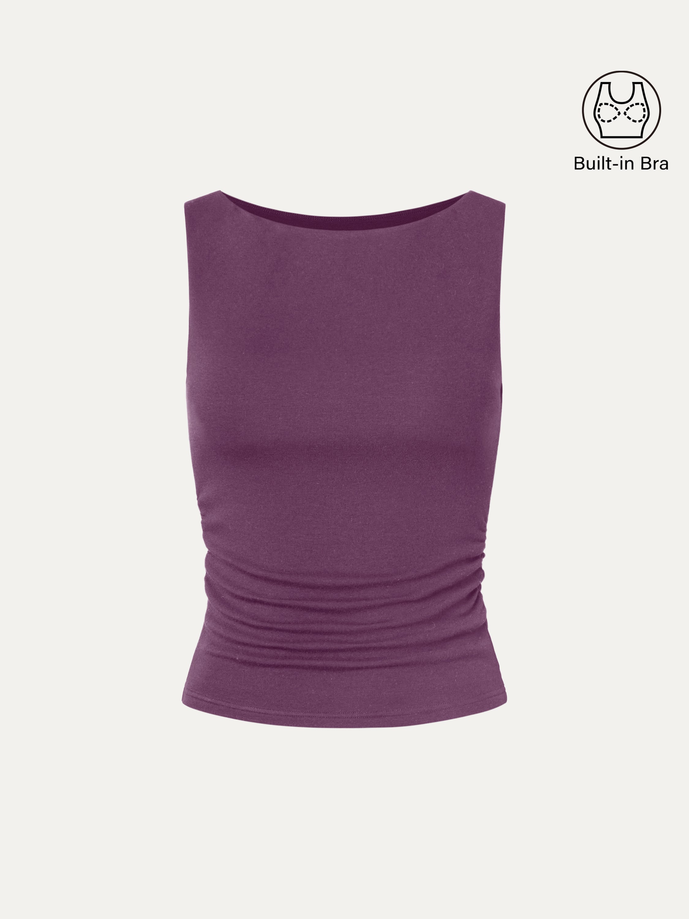Built In Bra Ruched Boatneck Top – OGLmove