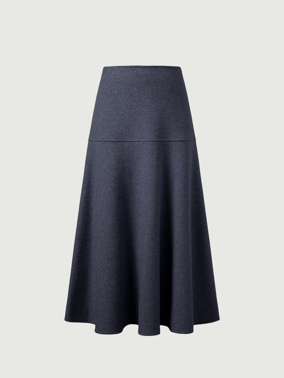 Wool-like Flared Maxi Skirt Regular Heather Navy