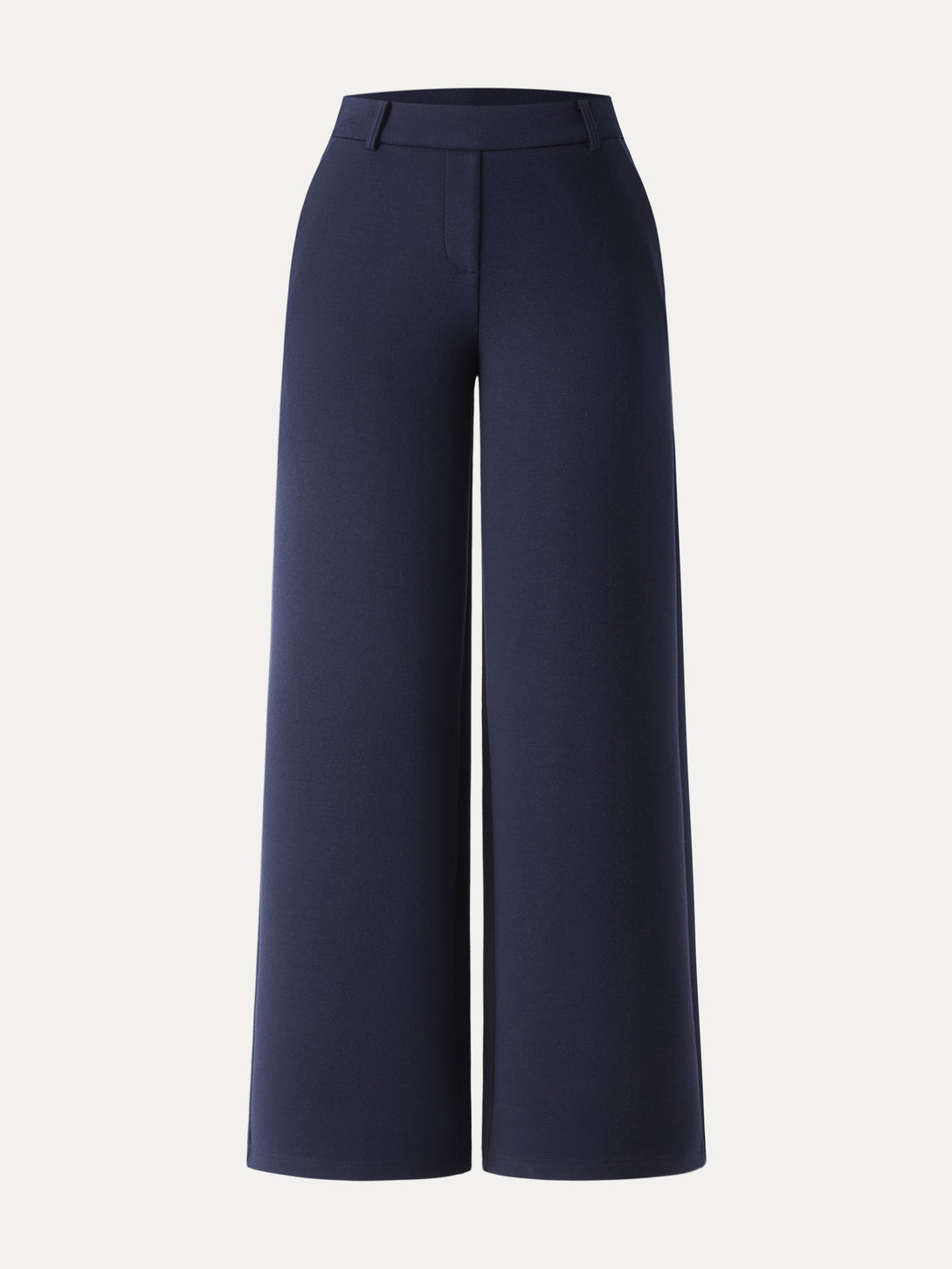 Stretchy Mid Rise Straight Leg Pull-on Pants with Pockets