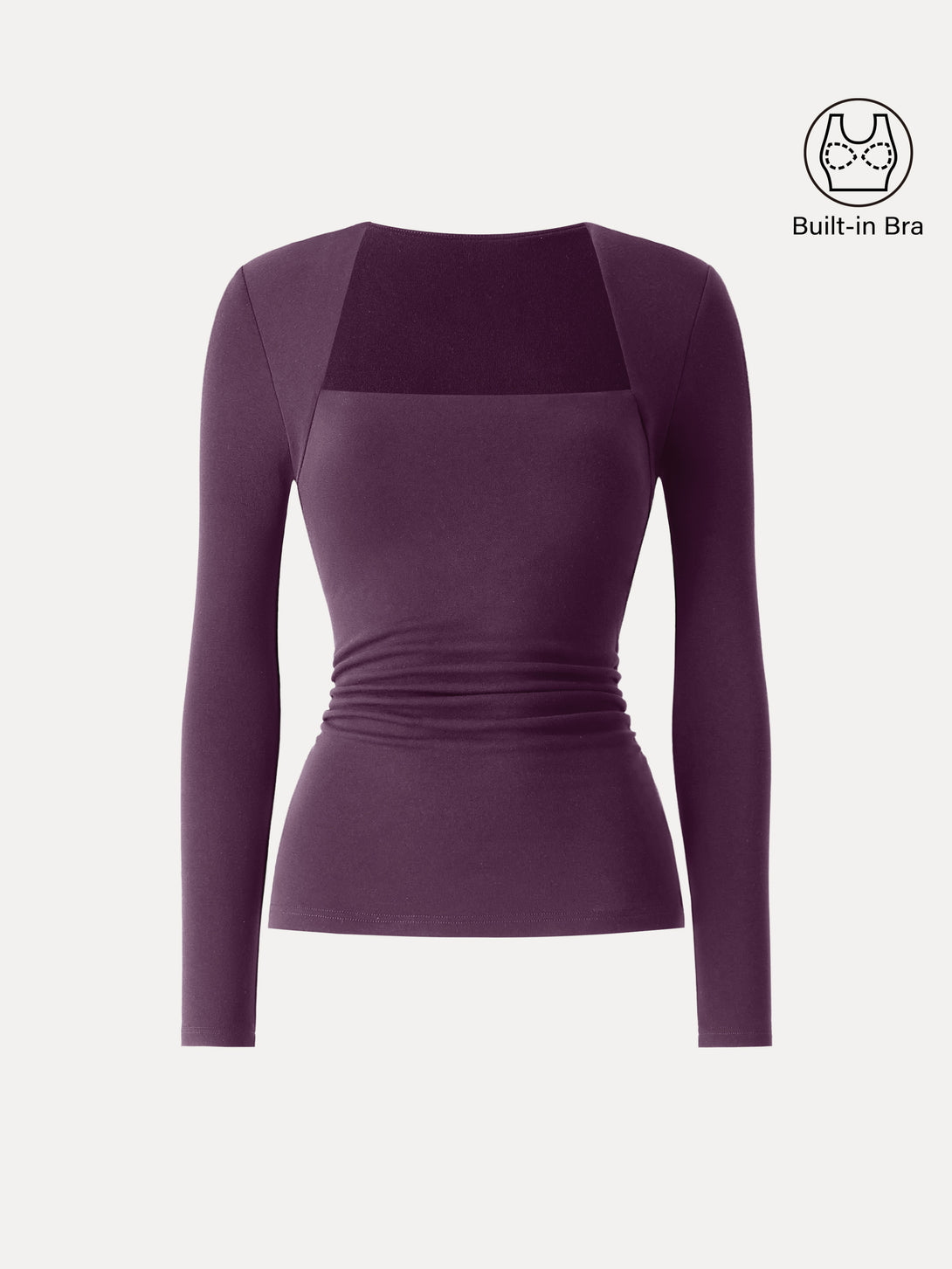 Angular Square Neck Side Ruched Brami Deep Fig XS