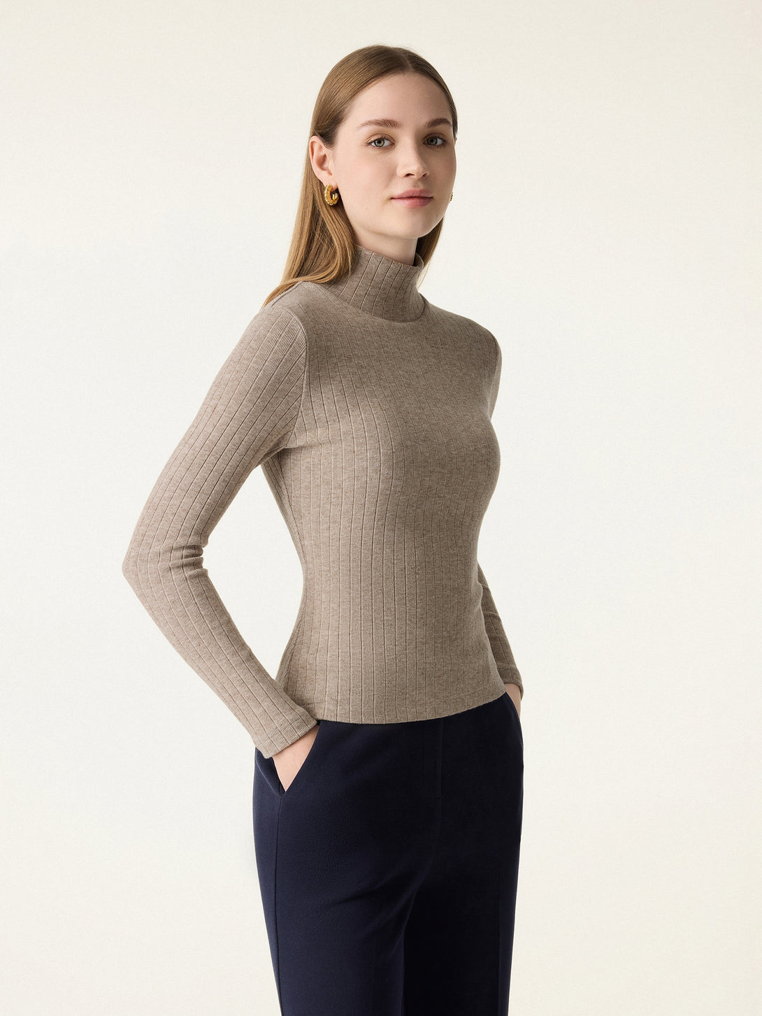 Turtleneck Wide Ribbed Long Sleeve Brami