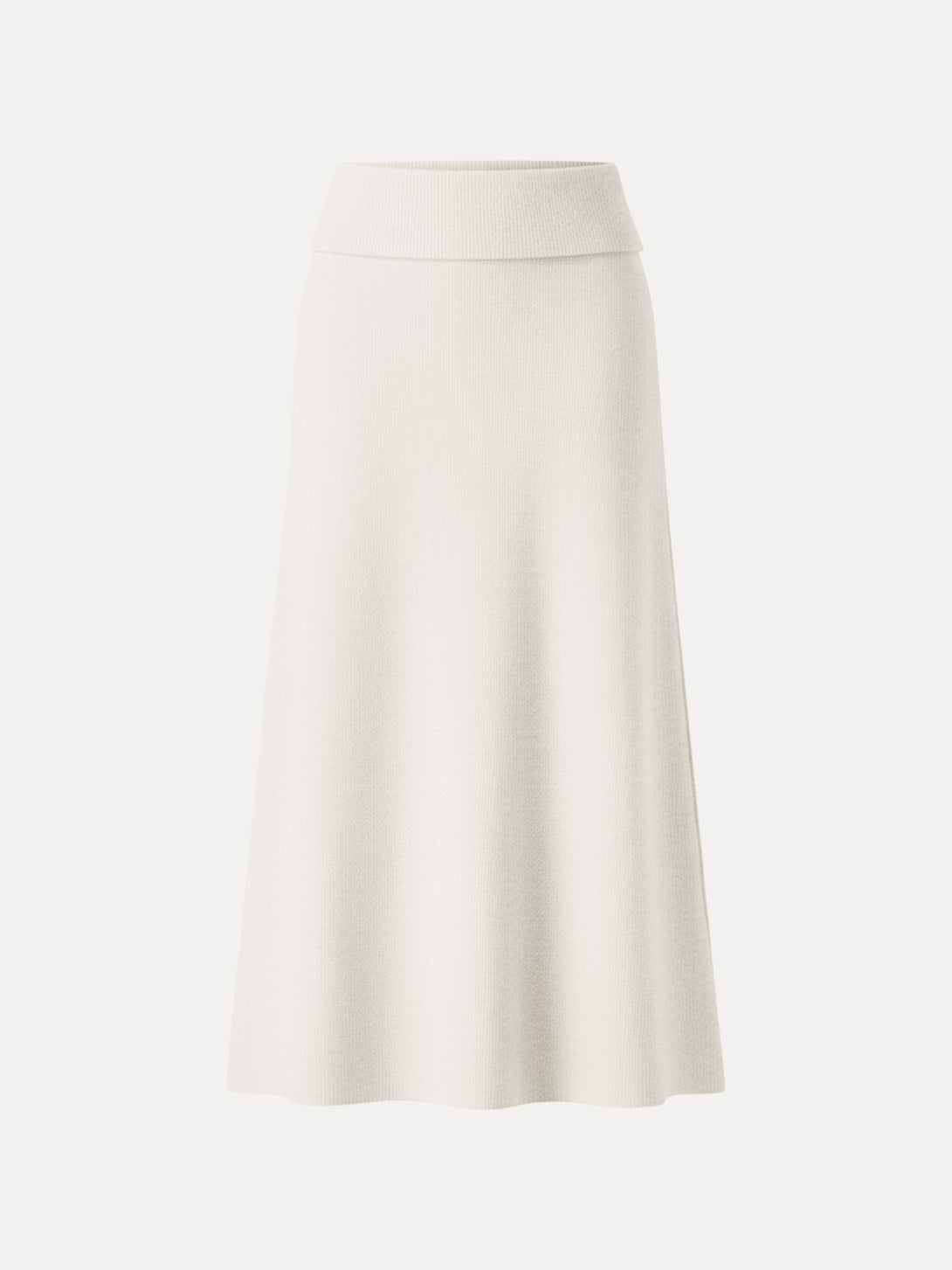 Cozy Ribbed Fold-Down Waistband A-line Maxi Skirt Off White XS