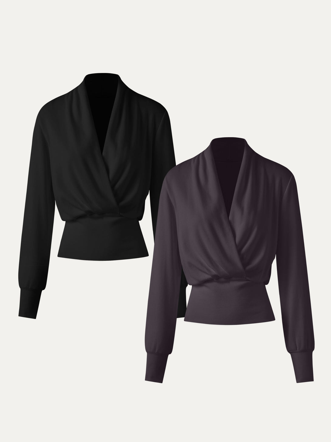 2Pcs Set Surplice Tuckable Top Black/Purple Gloam XS