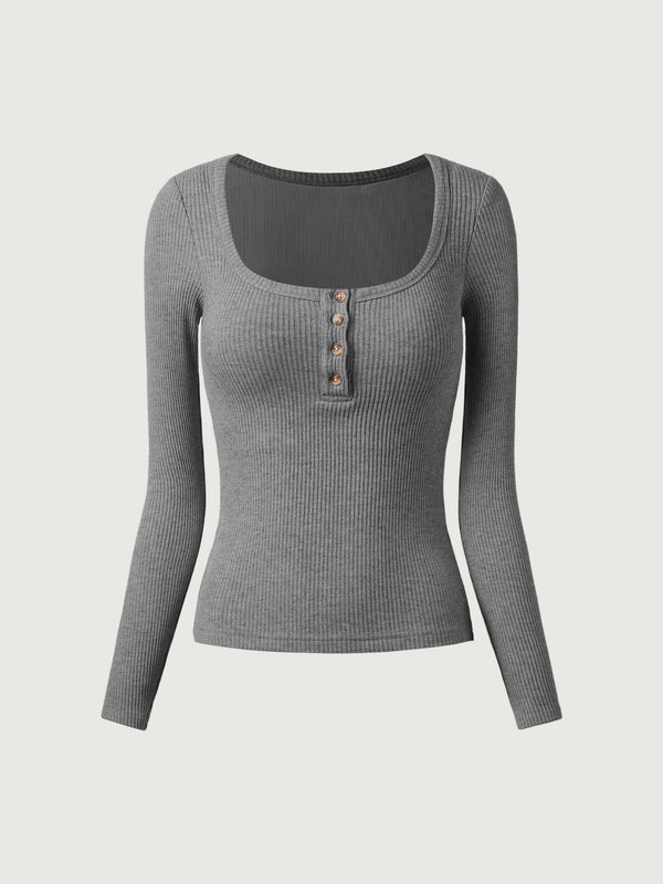 U-Neckline Henley Brami Top