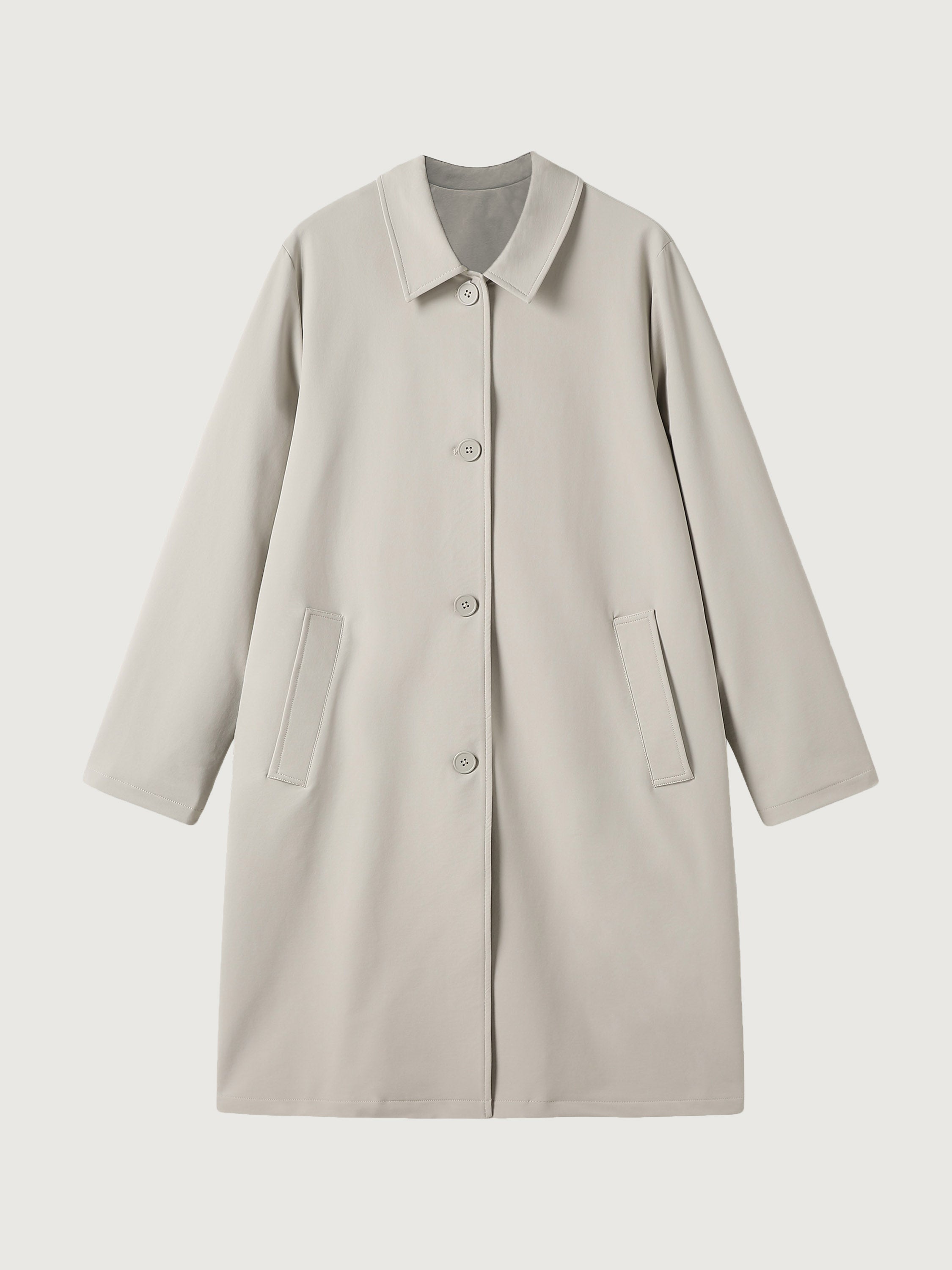 Waterproof Lightweight Collared A-Line Coat - Sand Tan