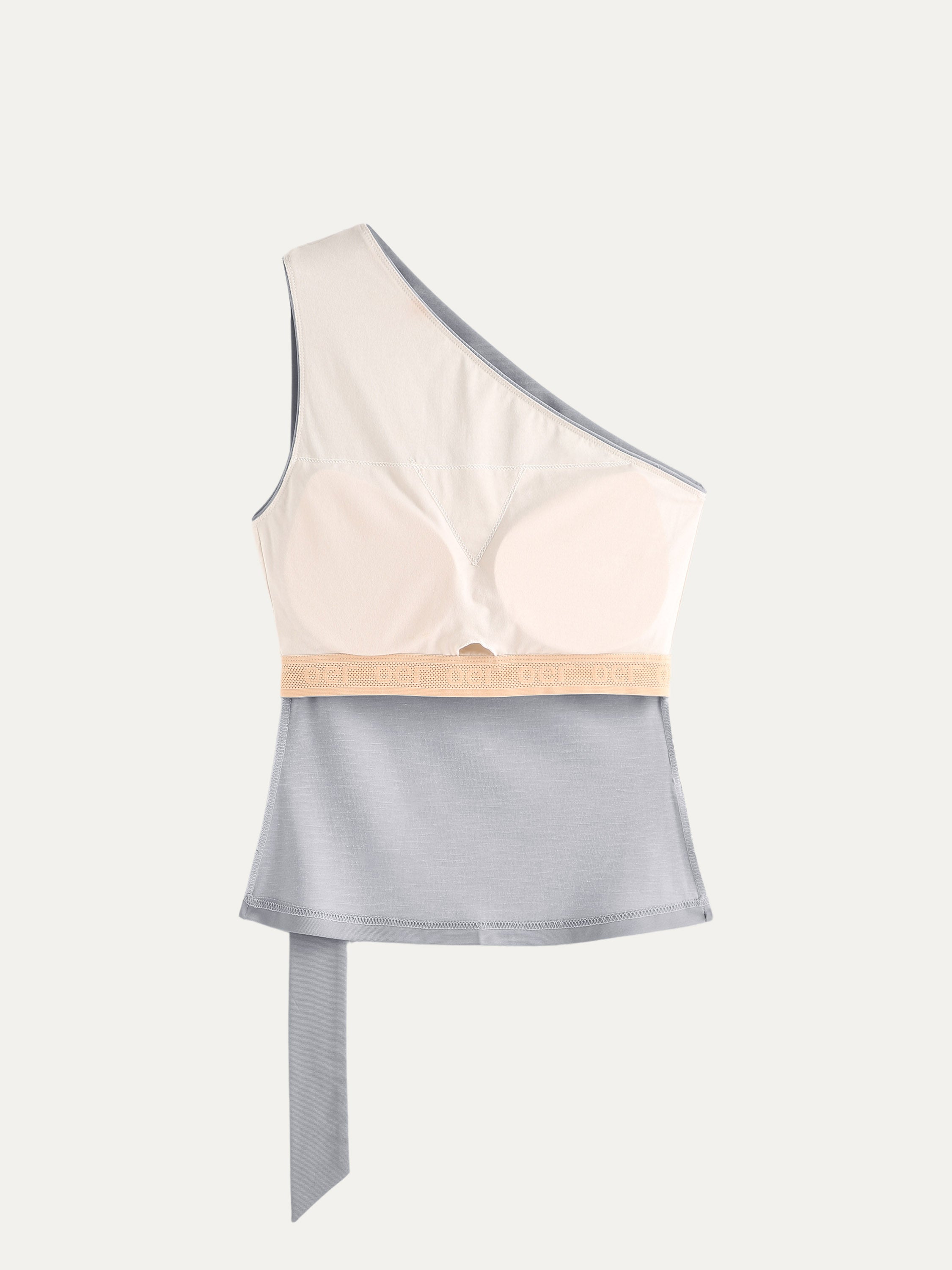 Acetate One Shoulder Ribbon Brami Tank - Space Navy