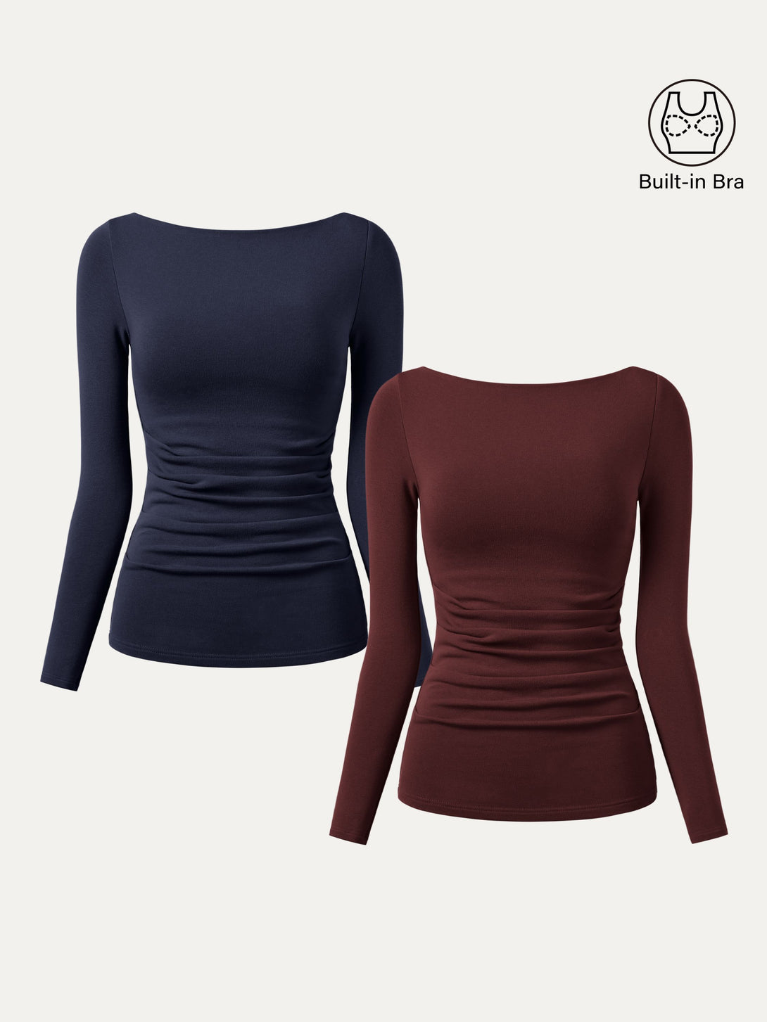 2Pcs Set Boatneck Tucks Brami Top Ruby/Midnight Navy XS