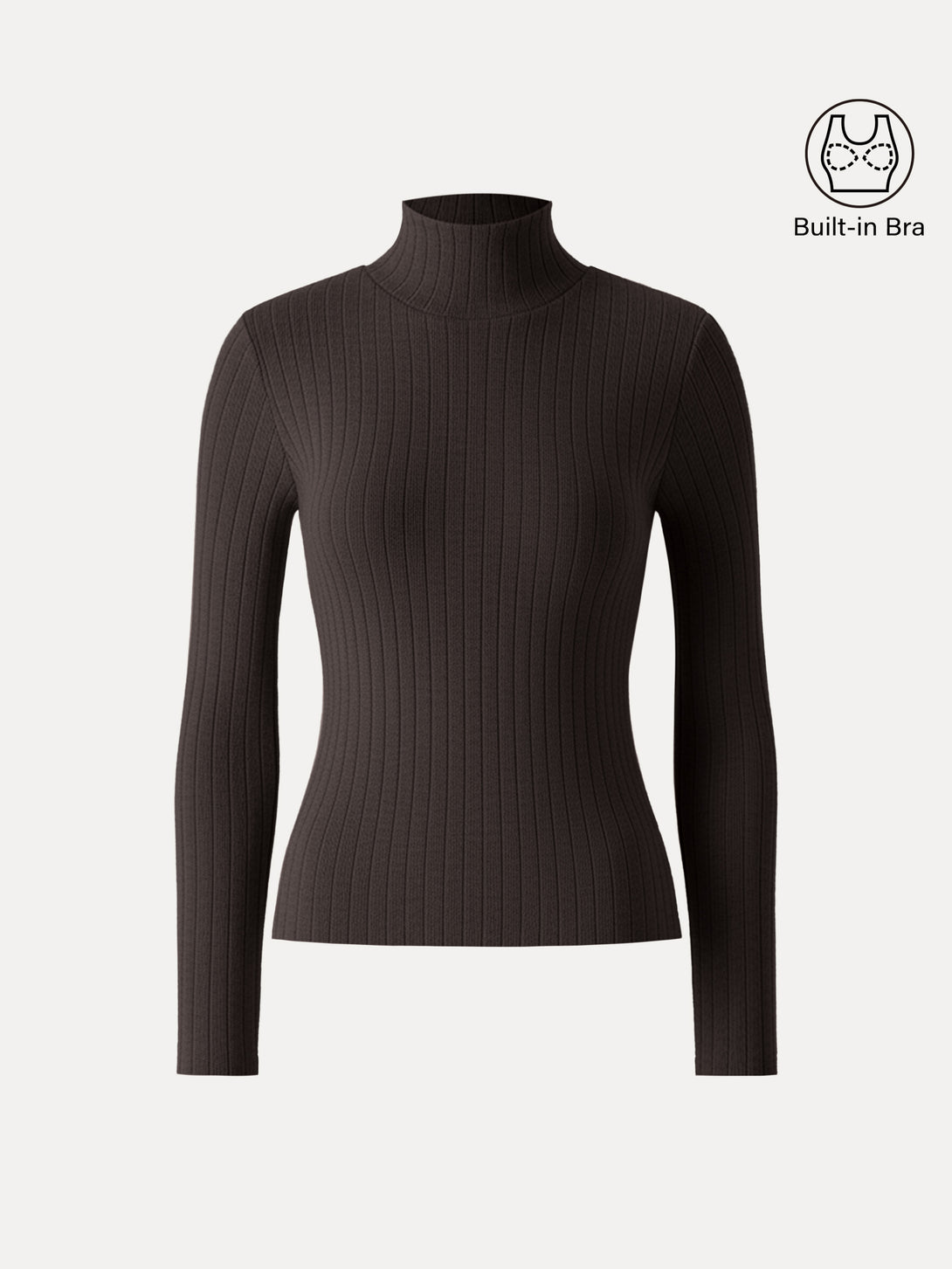 Turtleneck Wide Ribbed Long Sleeve Brami Black Chocolate XS