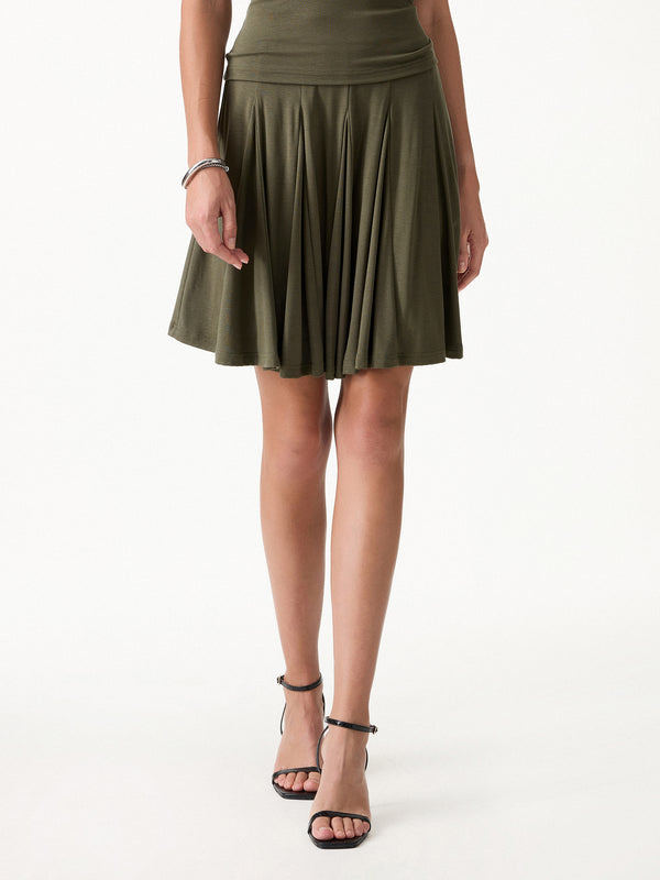 OGLmove CoolTouch Godet Hem Knee-Length Flare Skirt Ever Olive XS