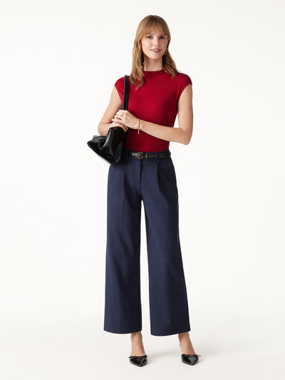 OGLmove Ponte Low-Rise Straight Leg Ankled Pants with Pockets