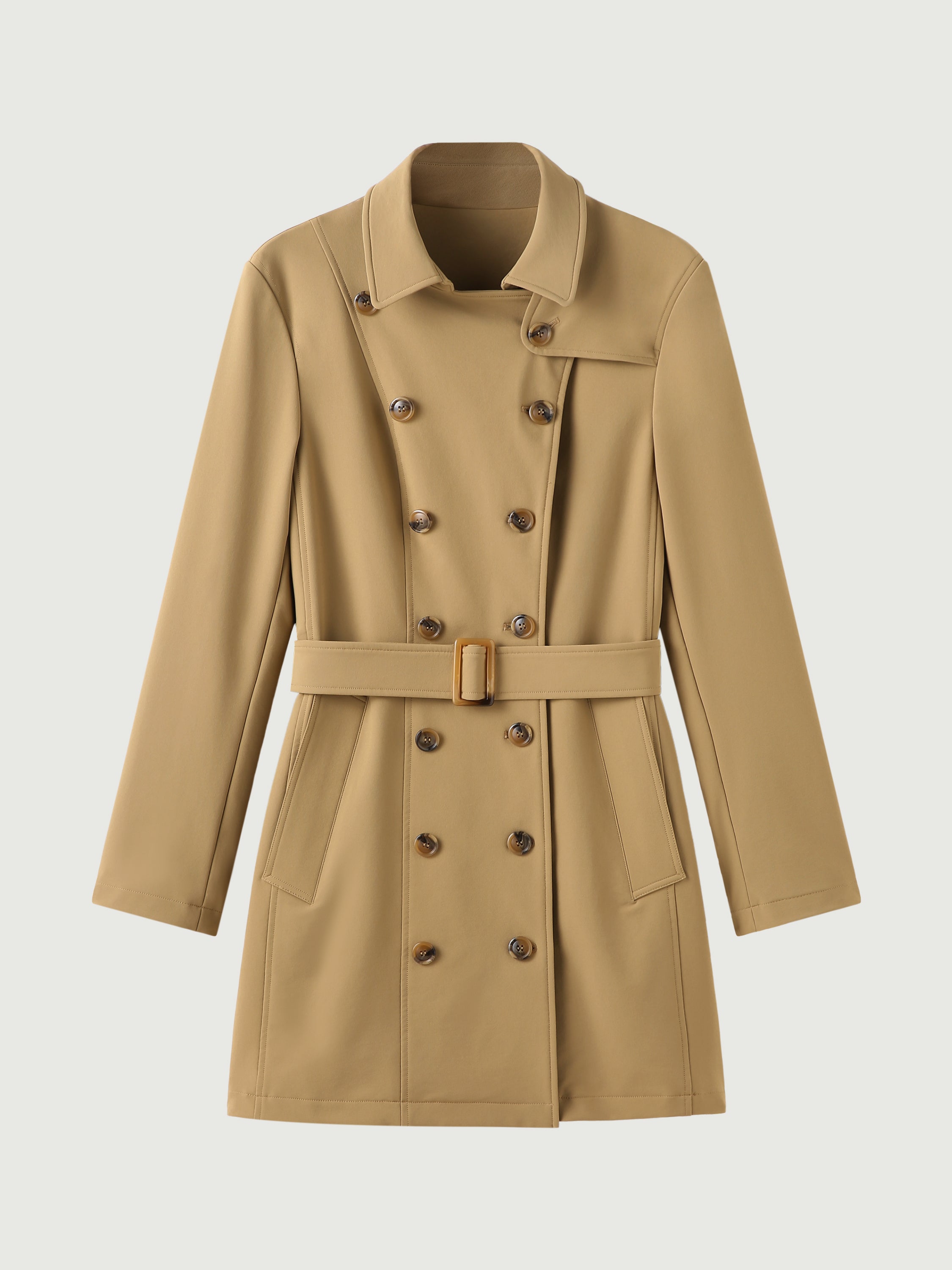 Matte Water-Repellent Trench Coat - Dark Khaki