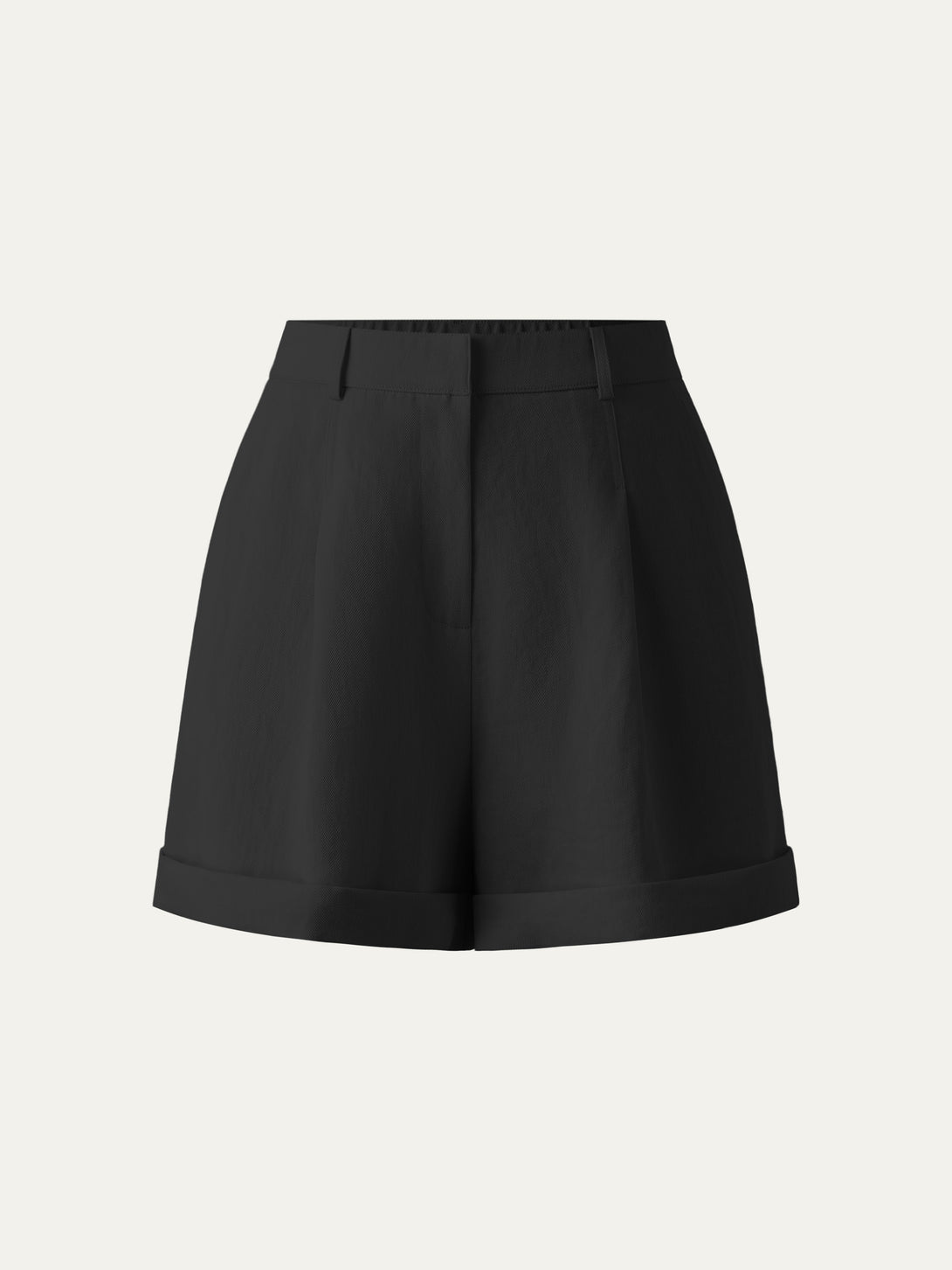 Wrinkle-resistant High Rise Cuffed Linen Shorts Black XS