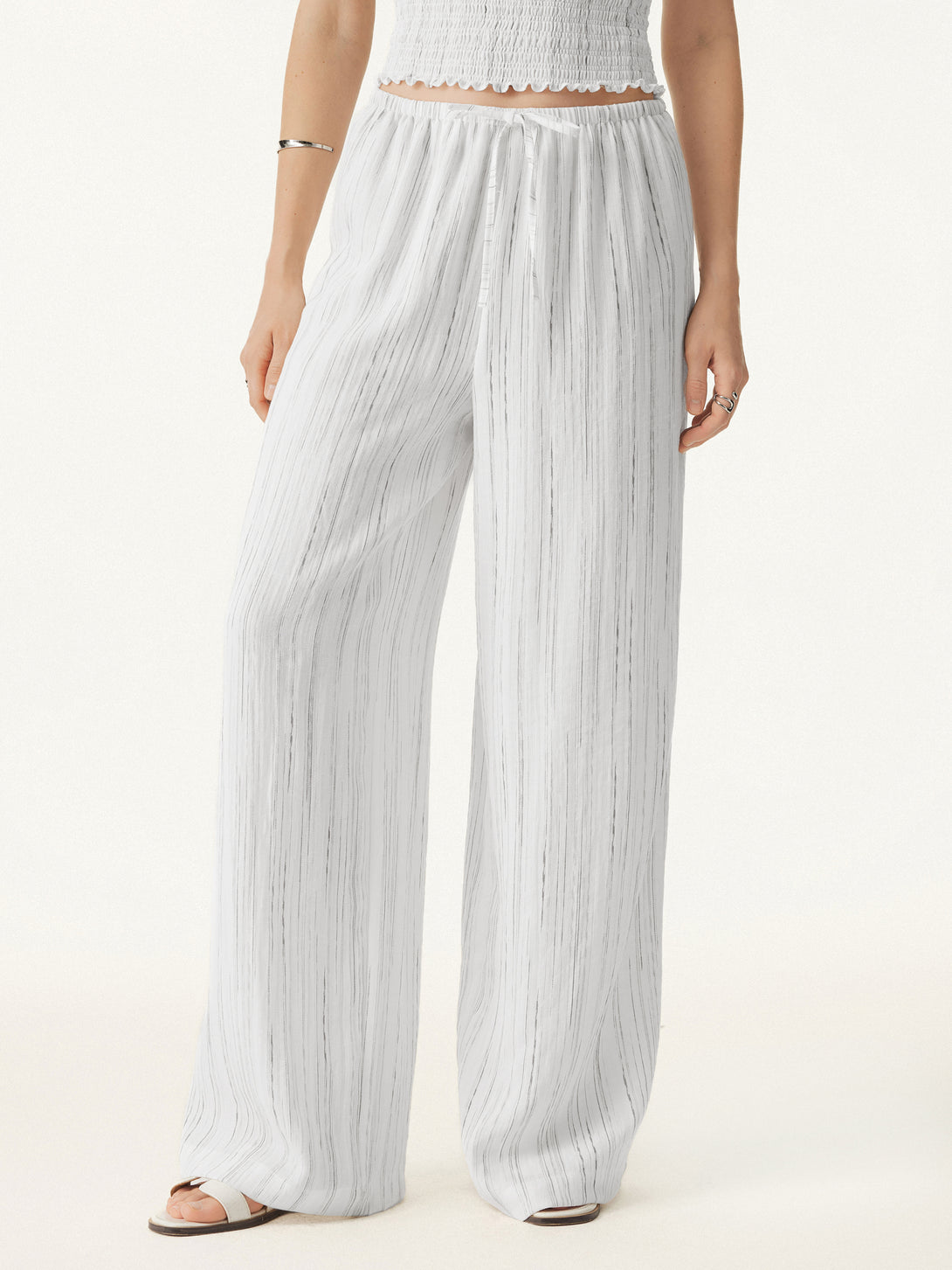 Summer Classic Striped Wide Leg Pants with Pockets
