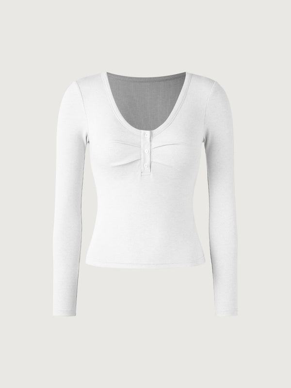 Scoop Neck Henley Brami Top