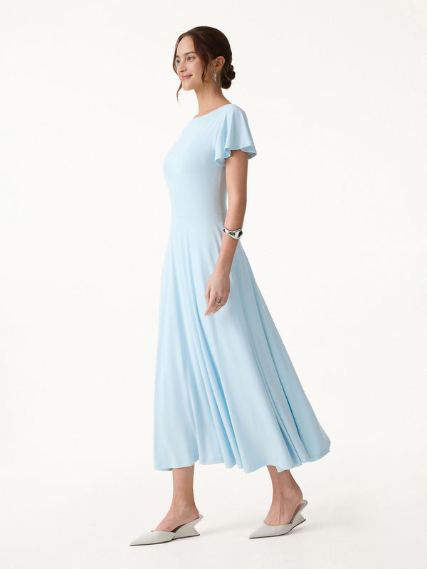 chinese dress ladies Symphony Dress - Satin Bow Bra Top with Contrast Fabric Maxi Dress main image 0
