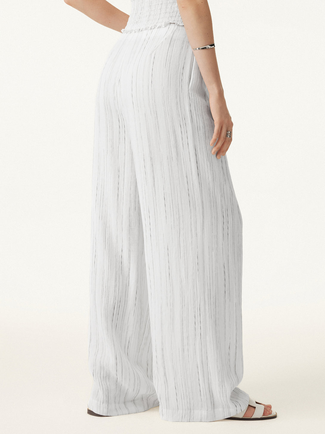 Summer Classic Striped Wide Leg Pants with Pockets