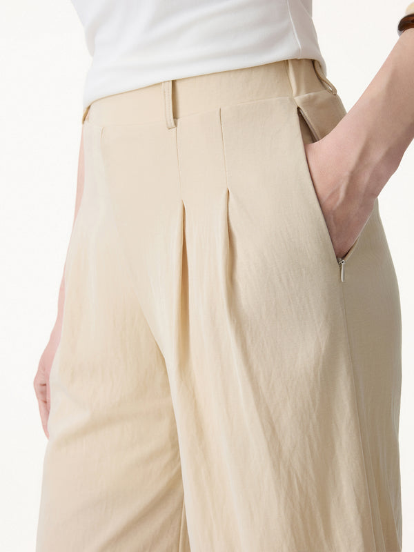 OGLmove Wrinkle-Resistant Linen-Like Cropped Wide Leg Pants