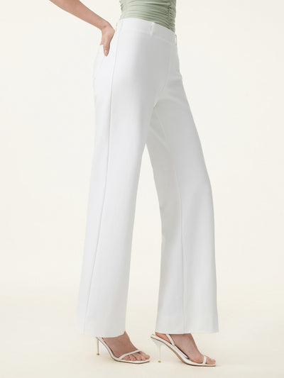 OGLmove Not-See-Thru Drapey Mid Rise Wide Leg Pull-on Pant with Pockets Regular White