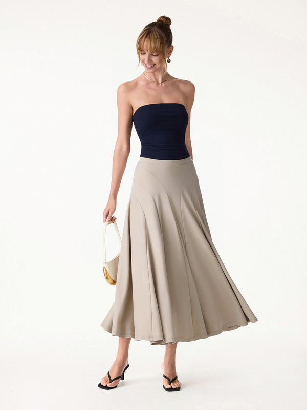 OGLmove Flowy Drapey Mid Rise Midi Skirt