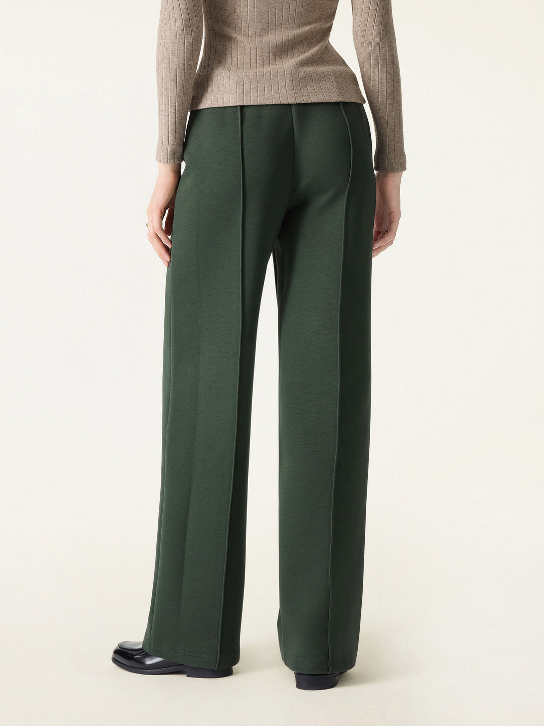 2Pcs Set Convertible Collar Buttoned Coat & Tummy-Control The Comfort Pant