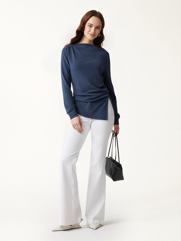 OGLmove LiteWarm Boatneck Tucked Ruched Top