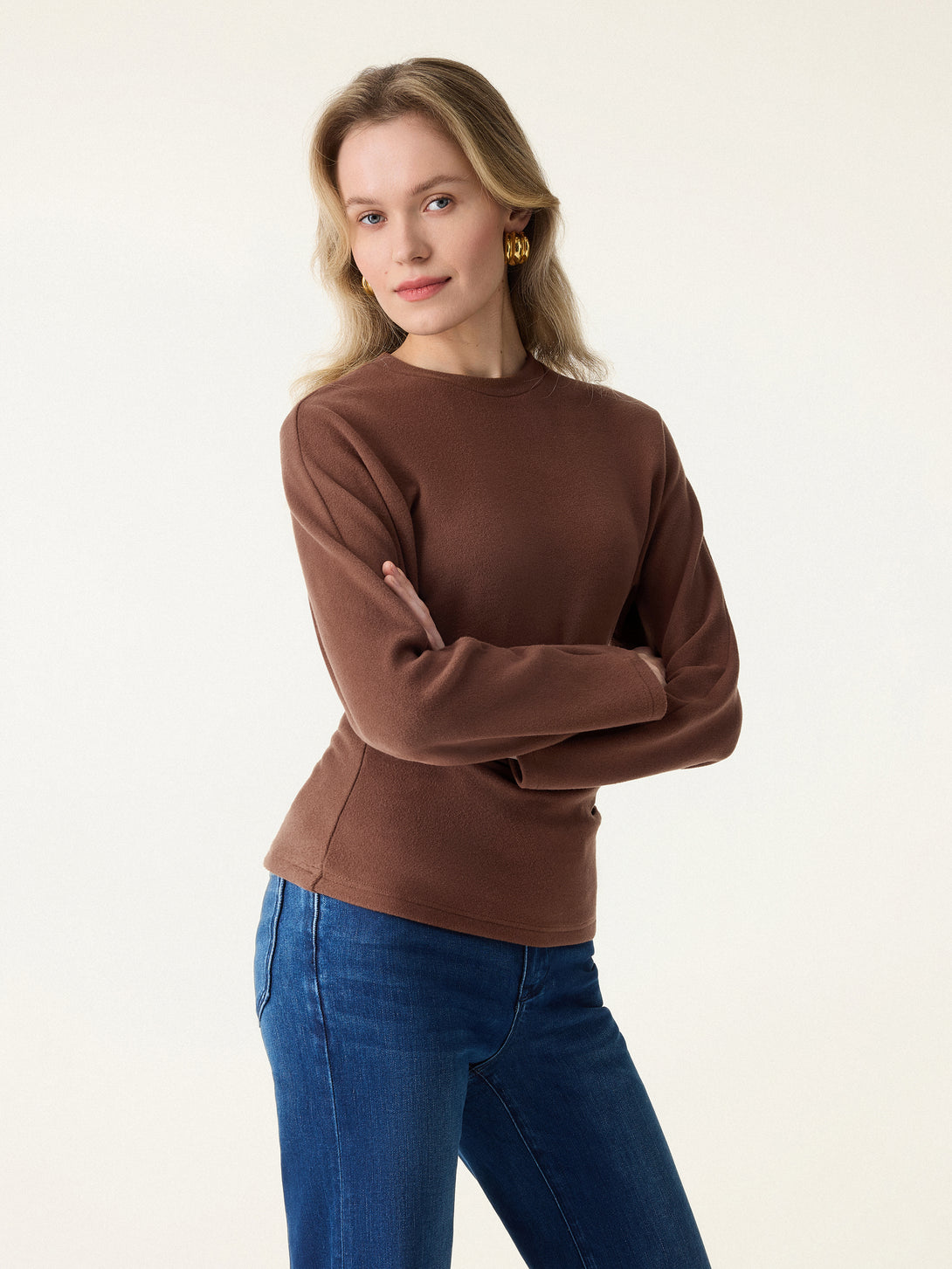 MaxWarm Crewneck Tucked Waist Batwing Sleeve Top