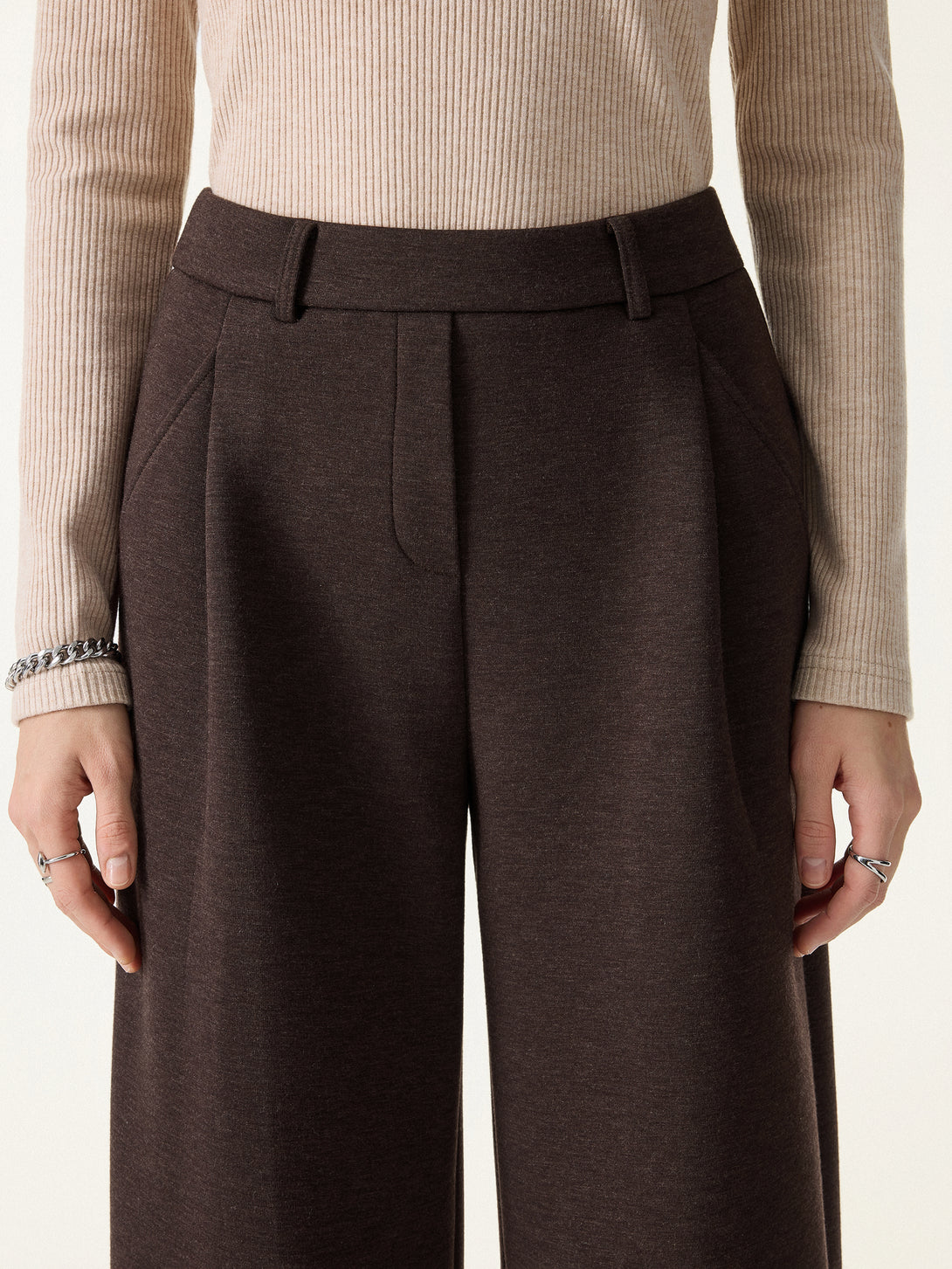 Cozy Knit Mid Rise Barrel Leg Pull-on Pants