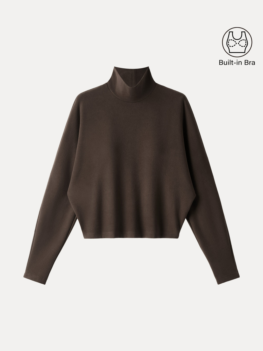 Cozy Warm Mockneck Batwing Sleeve Brami Acajou XS