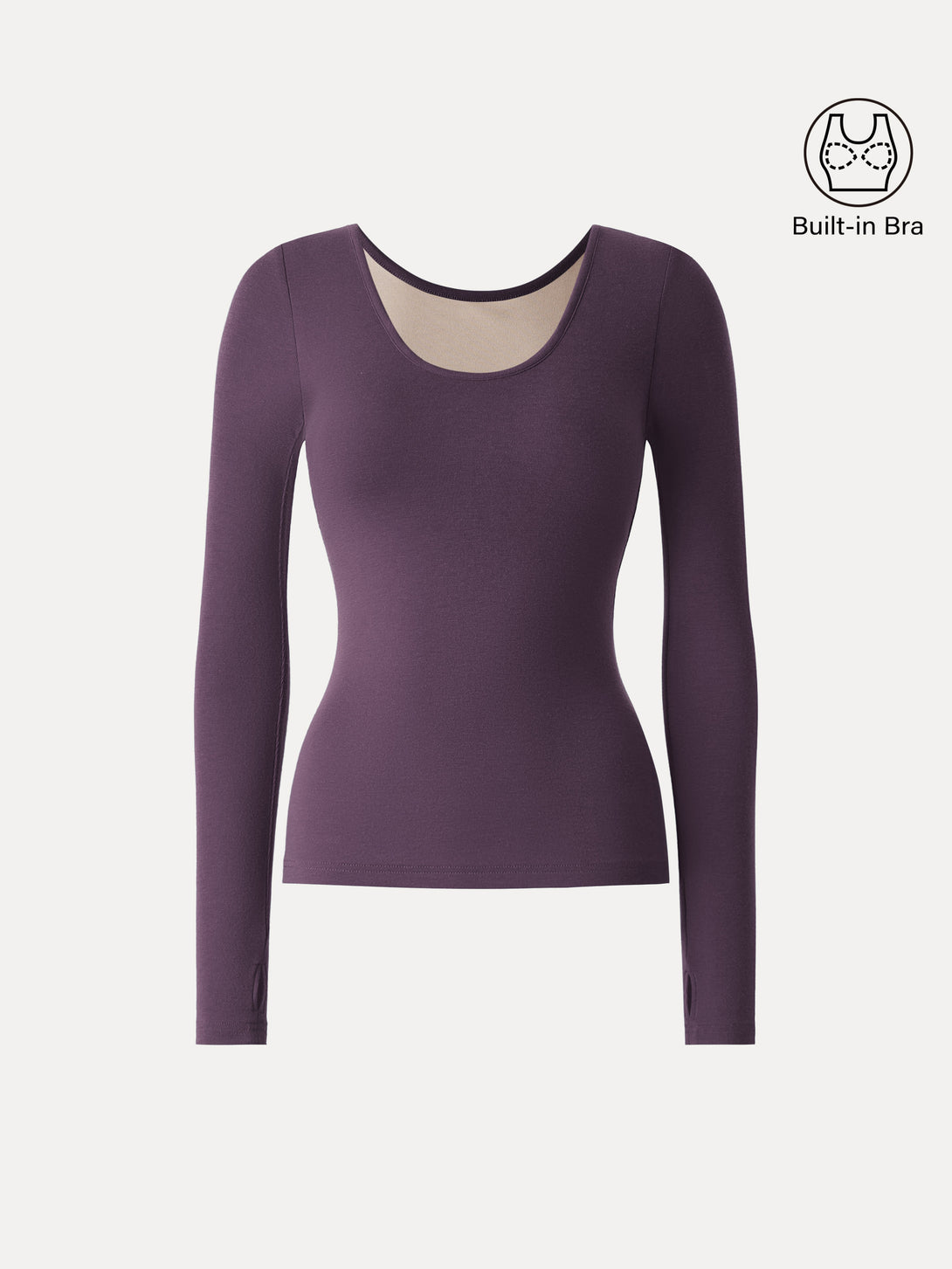 Lyocell Cashmere Scoop Neck Thumbhole Brami Plum Wine XS