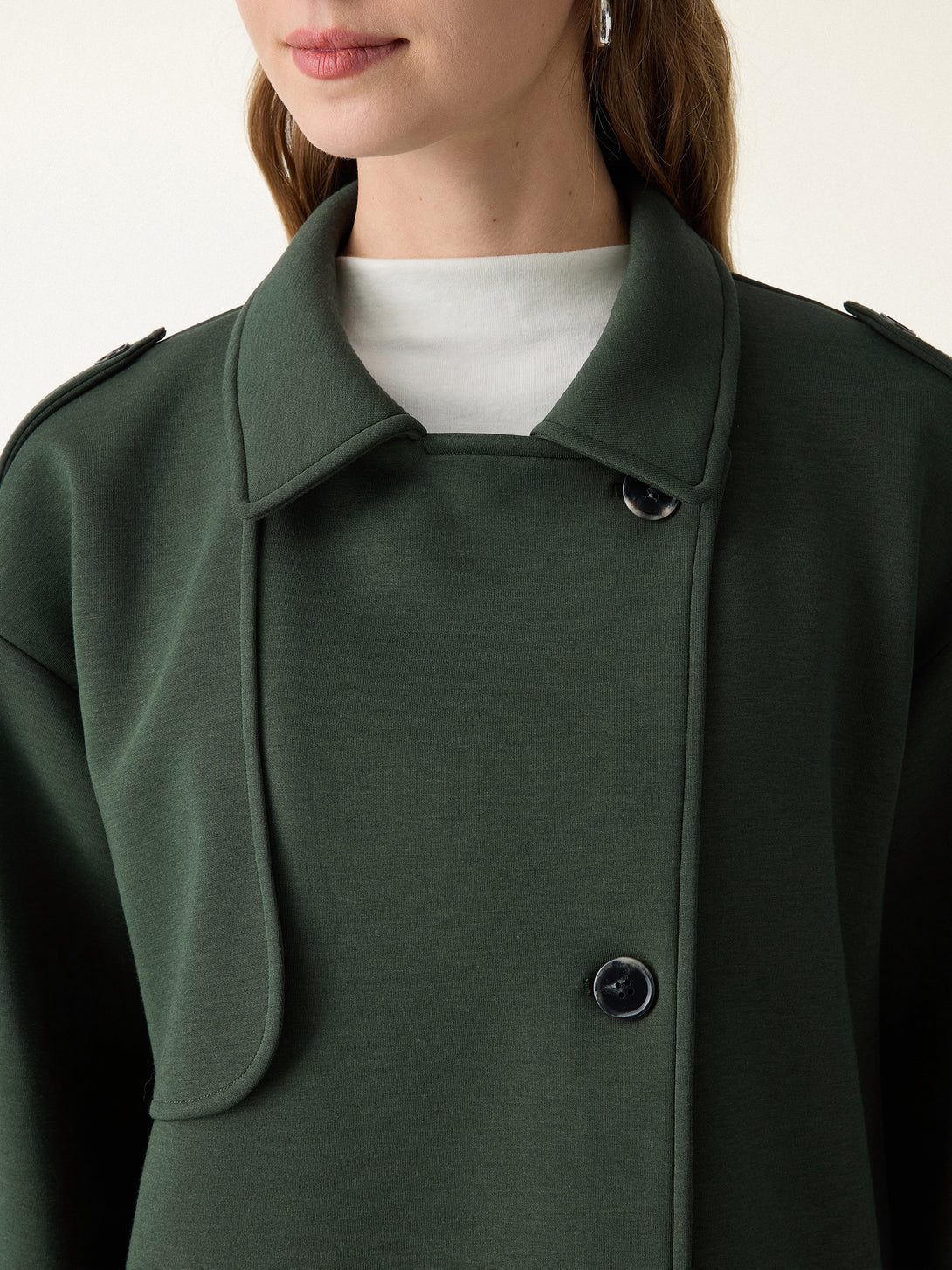 DoubleWarm Convertible Collar Buttoned Coat