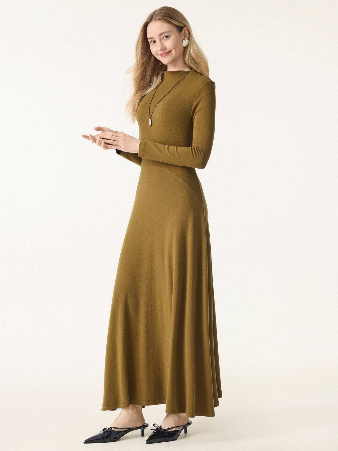 Light Warm Essential Mockneck Maxi Dress