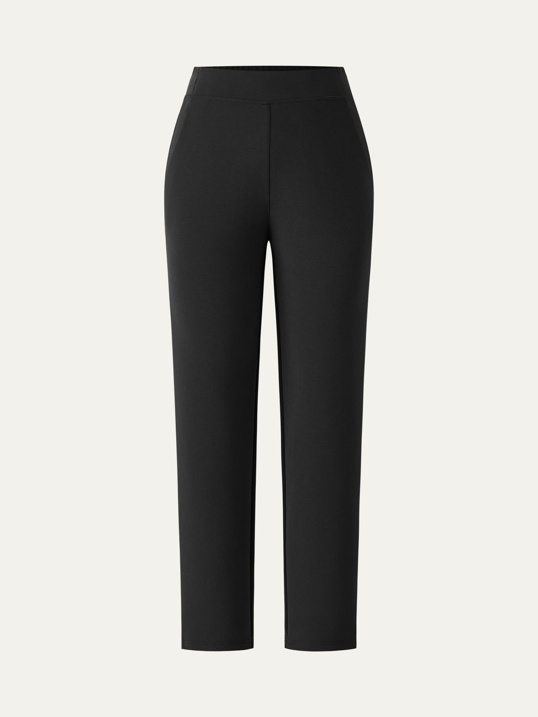Mid Rise Pull-on Tapered Pants with Pockets Black XS