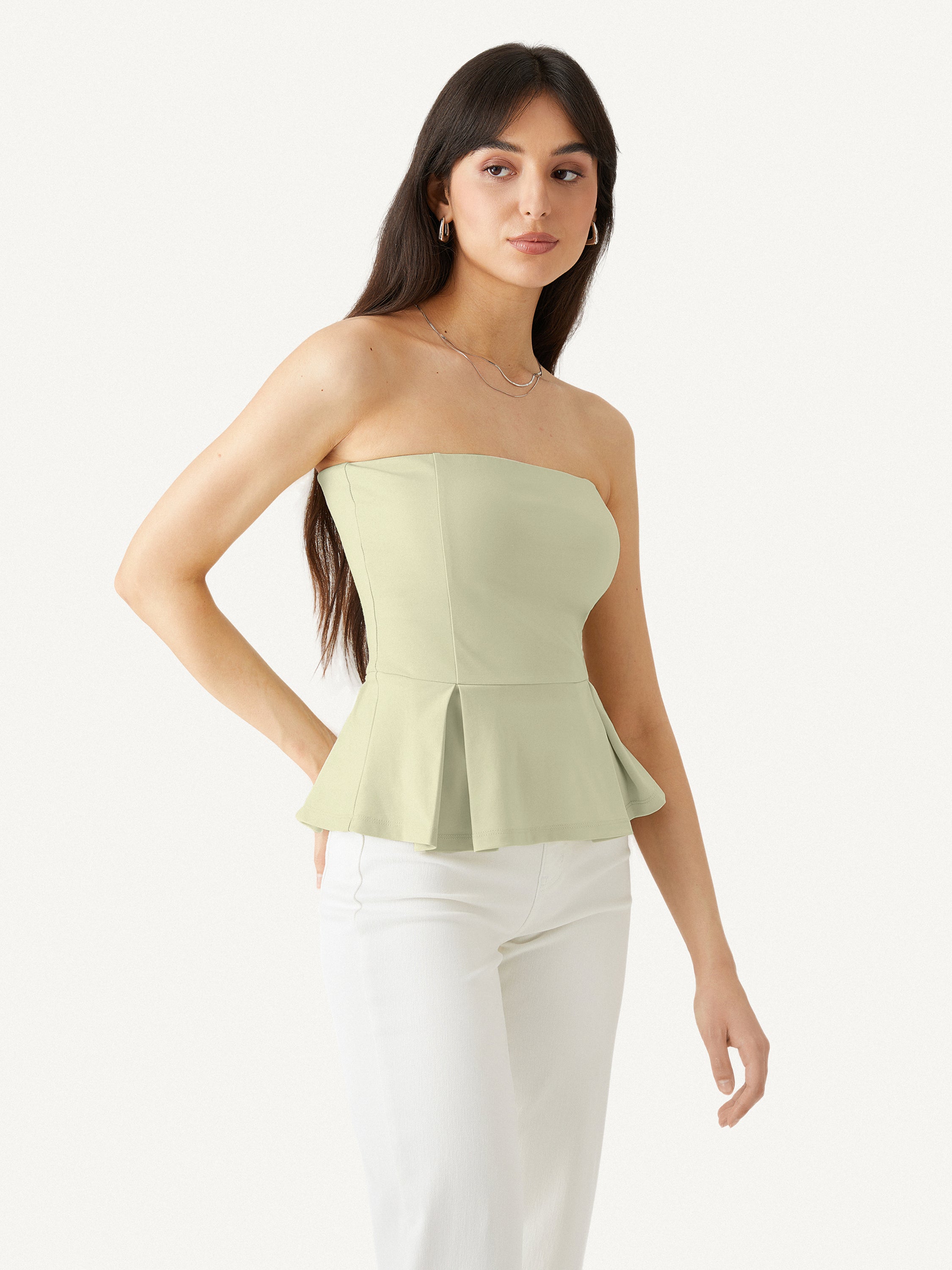 Sleek Peplume Tube Top - Limechino