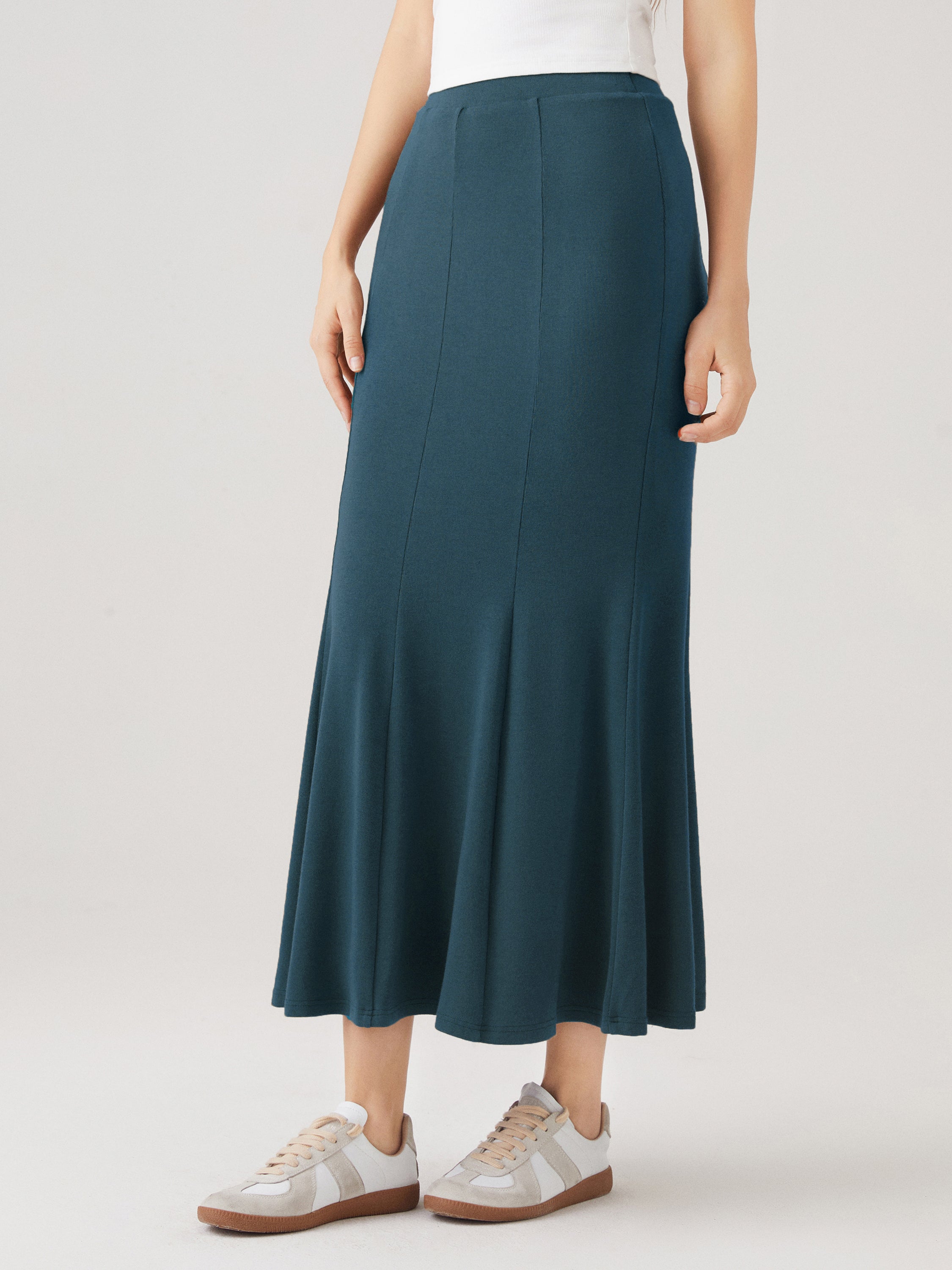 Panel Flare Maxi Skirt - Midnight Navy