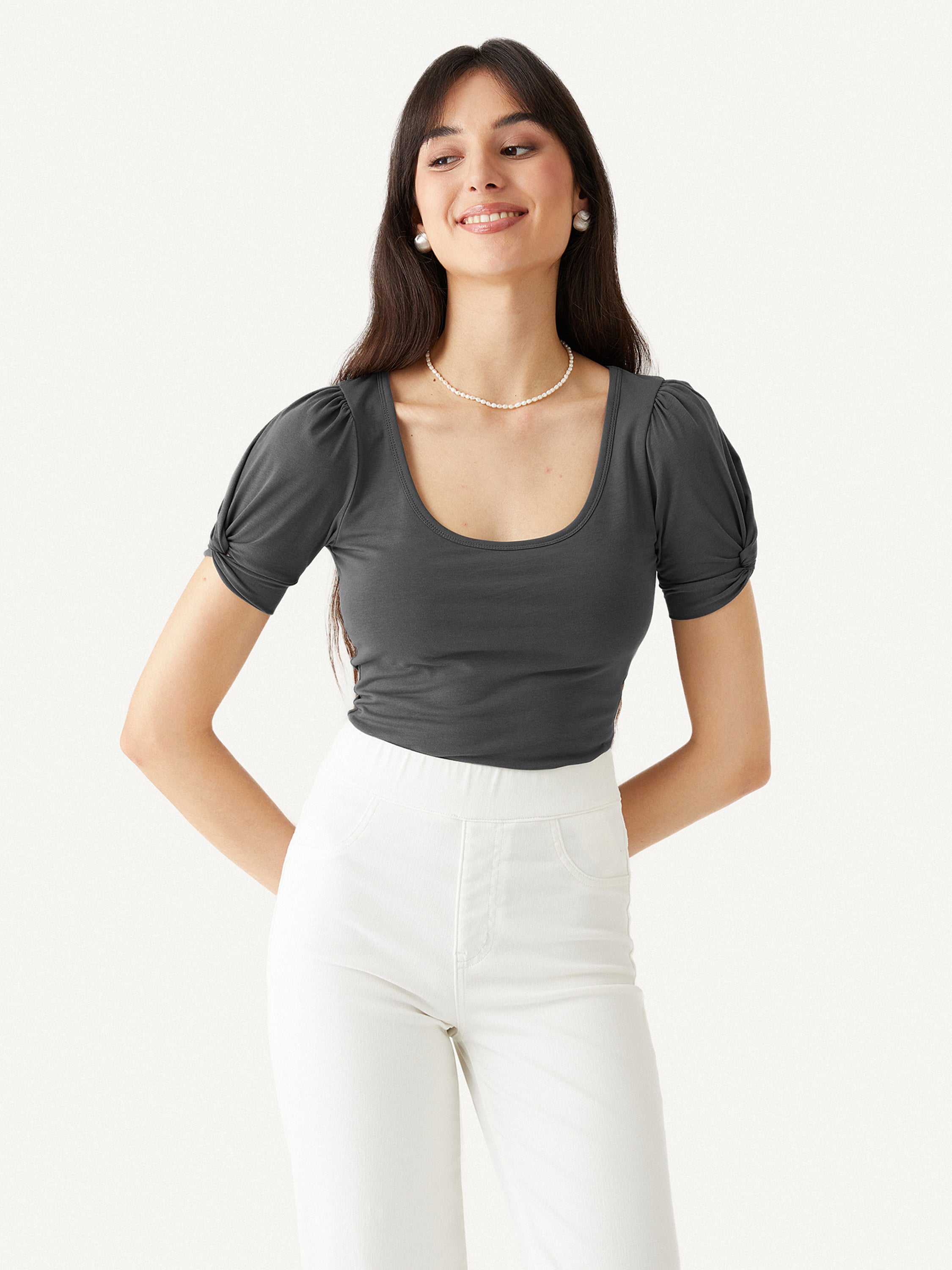 Cotton Jersey Puffy Tee - White