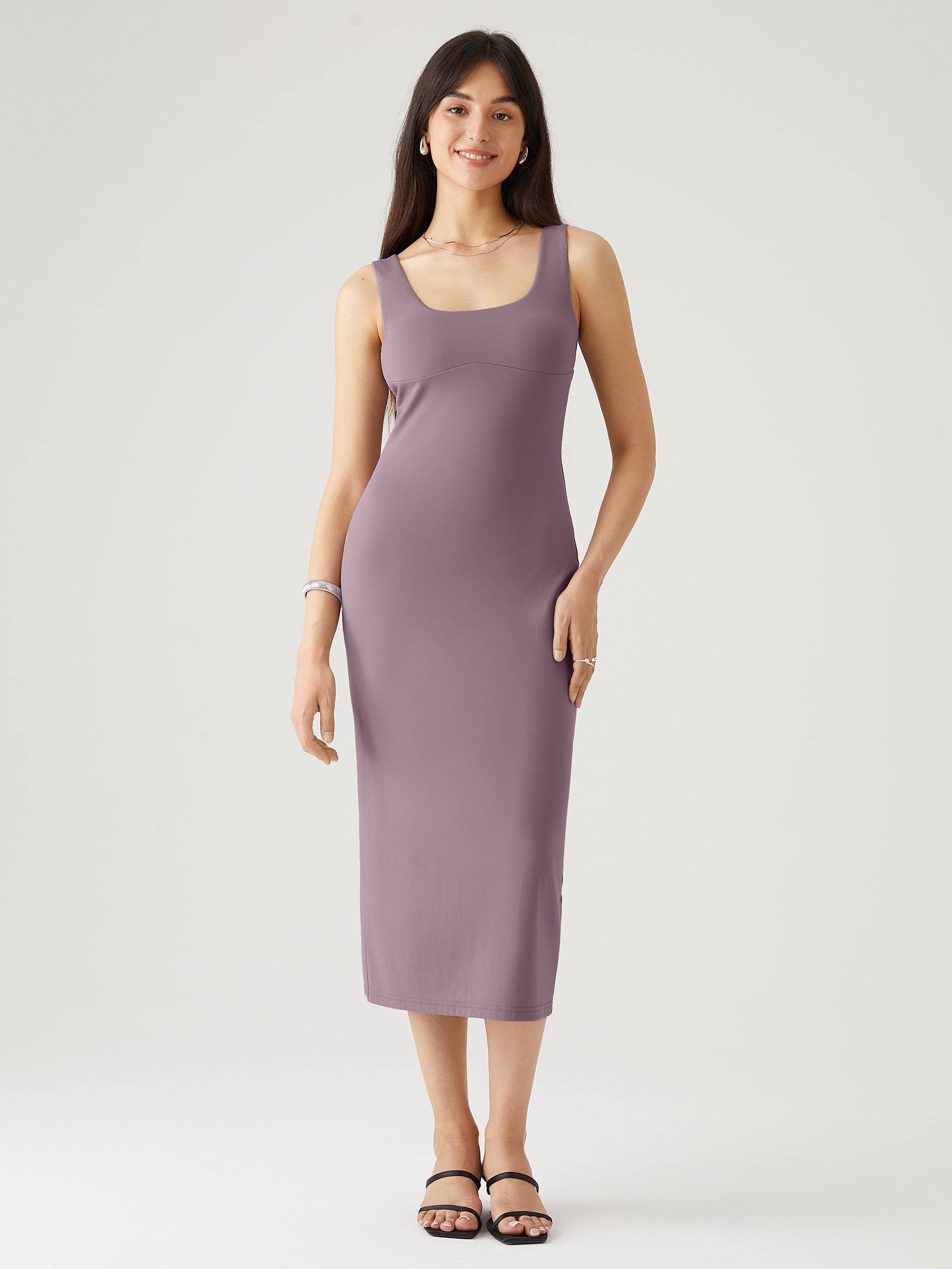 Contour Tank Midi Dress - Taro Purple