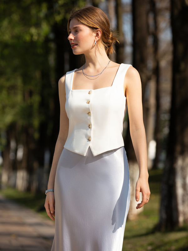 Square Neck Cropped Waistcoat