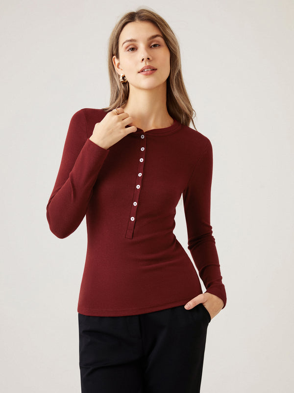 Cashmere-Like Soft Everyday Henley Top