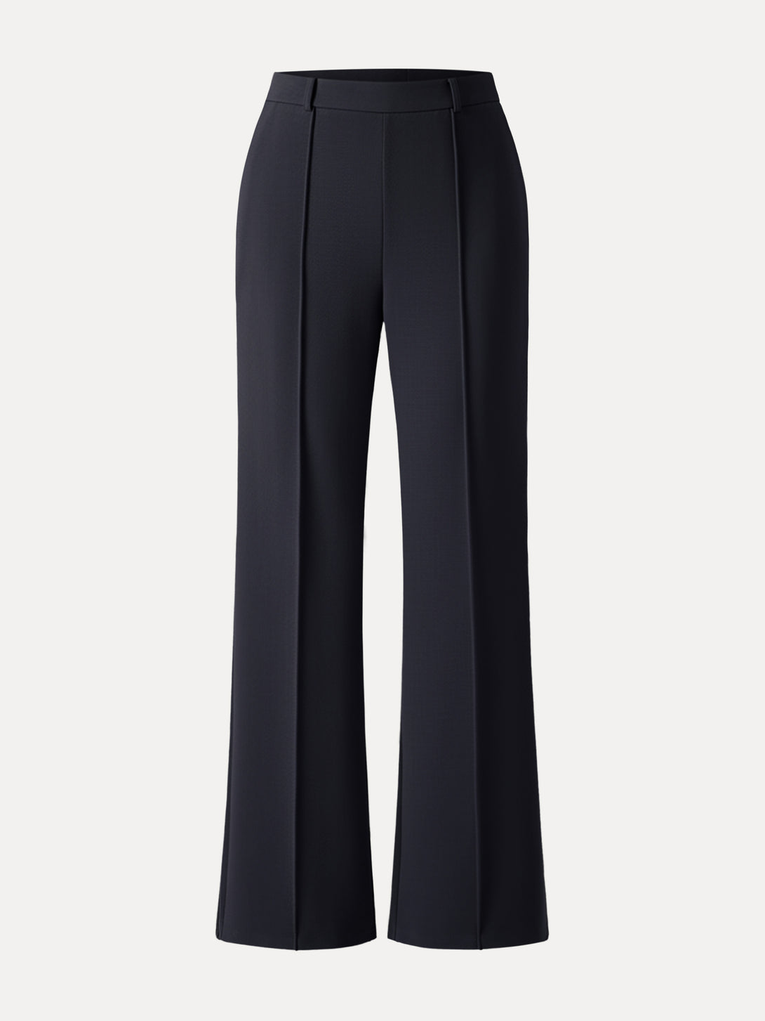 Double-Faced Cozy High Rise Pintuck Pull-on Pants with Pockets Regular Black Navy