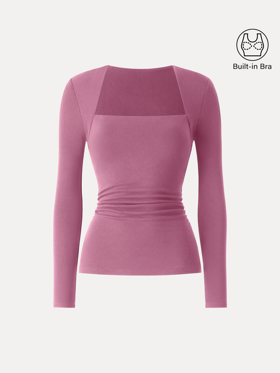 Angular Square Neck Side Ruched Brami Rose XS